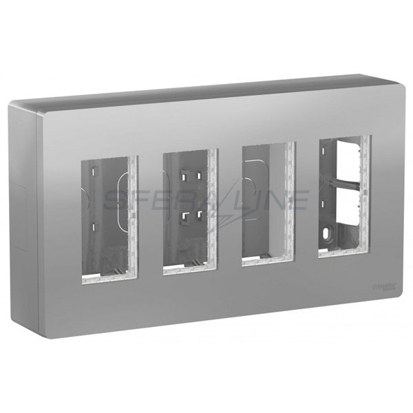 Вертикальний блок відкритого монтажу unica system+, 4х2, алюміній, Unica New, Schneider Electric